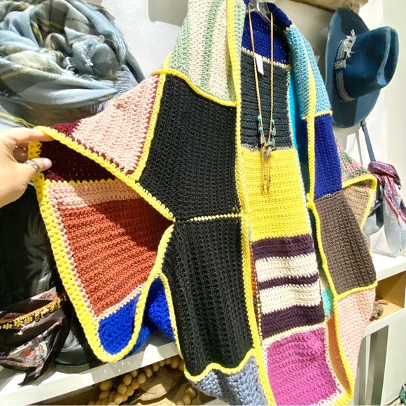 Artisan Patchwork boho cocoon kimono cover up w shabby chic granny cabin vibe - Picture 6 of 10